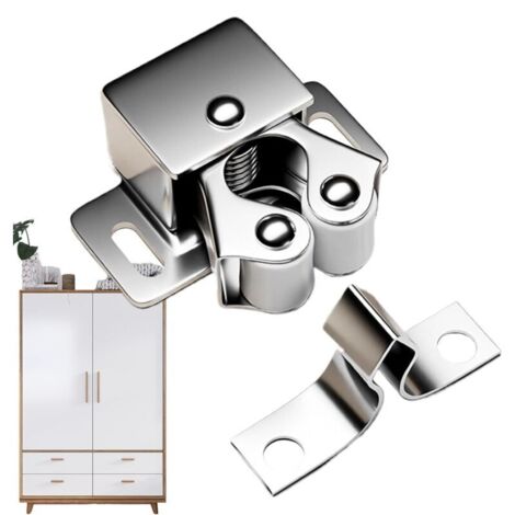 Fermeture magnétique armoire - Loquet aimanté porte Ferme-porte magnétique double rouleau, quincaillerie robuste pour placard, tiroir, maison, bureau, meuble, cuisine, garage