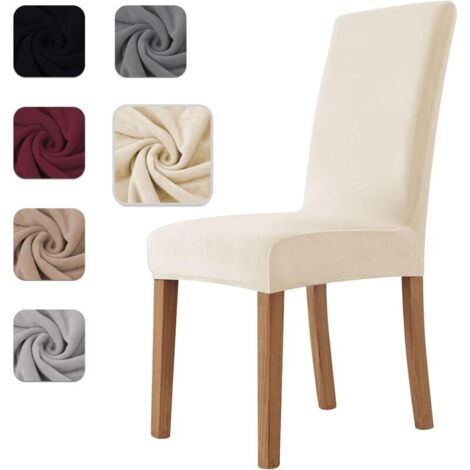 Housse de Chaise 4 pièces in Velours Extensible,Housse Chaise Salle à Manger Universel Cuisine Salon Extrêmement Doux Confortable (1/4)