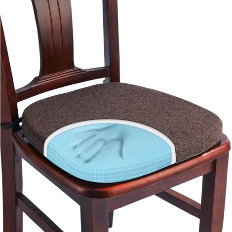 Coussin de chaise en mousse à mémoire de forme pour chaise de salle à manger, tissu tissé confortable, coussin de chaise de cuisine en forme de U de 40,6 cm, amovible et antidérapant (marron foncé) (1/4)