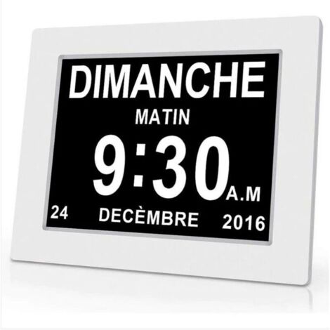 Horloge calendrier numérique One Piece 7 pouces avec date et heure, horloge Alzheimer pour parents, rappel de médicaments pour grands-parents et enfants - Blanc - 20414324mm (1/4)