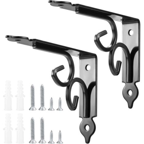 2 Pièces Équerre pour Étagere Murale, Supports Étagère Murale, Triangulaires 90 Degrés Équerre de Fixation, Support Angle Métal pour Étagère de Livres, Cuisine - Noir