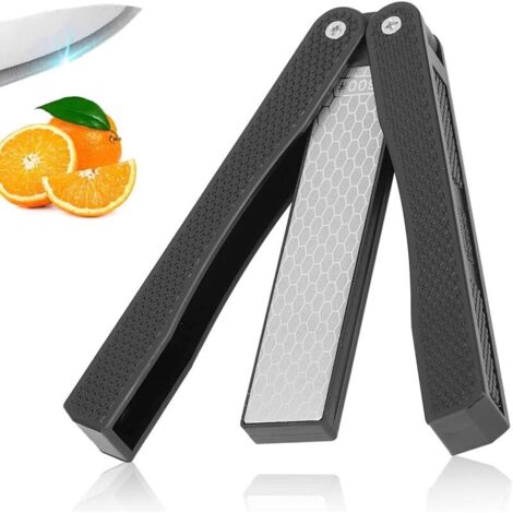 Aiguiseur Couteaux, Diamant Double Face Pierre Aiguiser, Affûteur Diamant Pliable à Double Grain d’affûtage Épais/Extrafin 400/600 Grit pour Cuisine Jardin Outils de Plein Air