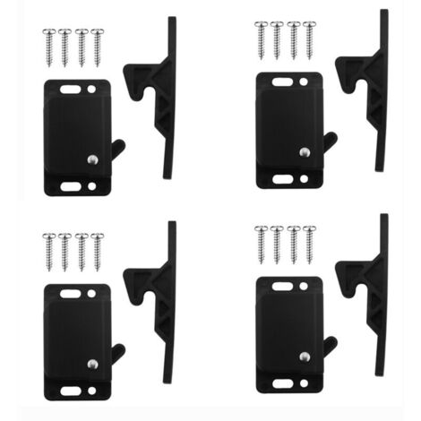 Lot de 4 serrures pour portes d'armoires avec 8 vis - Serrures pour tiroirs - Accessoires pour armoires, portes coulissantes, maison, cuisine - Noir