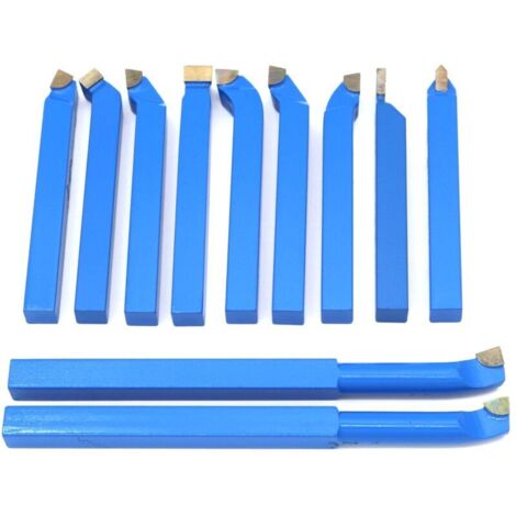 Jeu de 11 outils de tournage et de fraisage, fraise à souder en carbure cémenté 8 x 8 mm, alésage brasé, pour tours CNC et usinage des métaux. (1/4)