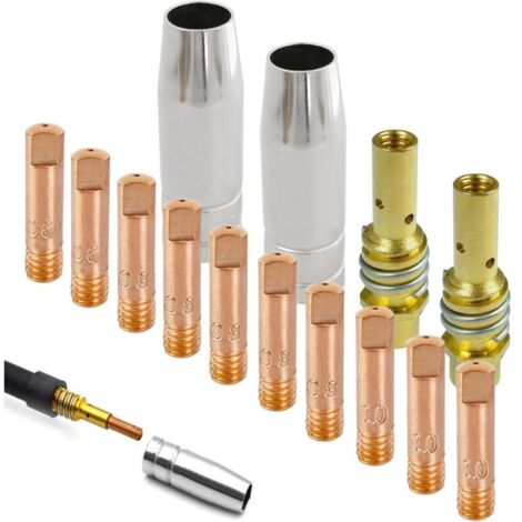 Kit d'accessoires pour soudage au gaz de 14 pièces, pièces d'usure consommables pour torche de soudage MIG MAG MB15AK (M6 0,6/0,8/1,0 mm)