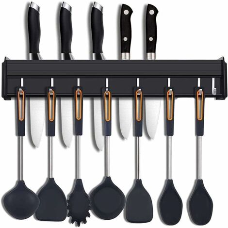 Tigrezy Porte-Couteaux en Acier Inoxydable,Table Rack Mural Vide Porte-Couteau,pour Les Couteaux Ustensiles de Cuisine,et Outils (40CM) (1/4)