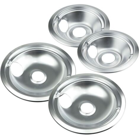 Bacs d'égouttage chromés compatibles avec les cuisinières électriques GE, Hotpoint et Kenmore - Remplacement pour WB31T10010, WB31T10011 (lot de 4, 2 pièces de 6" et 2 pièces de 8") (1/4)