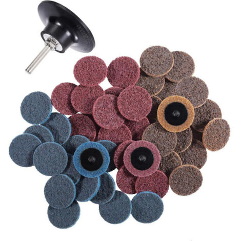 46 disques abrasifs à changement rapide de 2 pouces, 1 tampon de support de 1/4 pouce, pour le meulage, le polissage, la finition, l'élimination de la rouille et de la peinture (1/4)