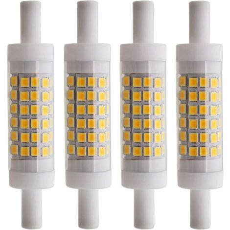 R7S 5W 78mm Ampoules LED en Céramique 60 SMD2835 Blanc Chaud 3000K 500lm Non Compatible avec variateur d'intensité (lot de 4) (1/4)