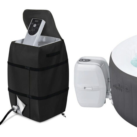 Housse De Chauffage pour Spa,Housse de Pompe de Chauffage, Housse de Spa imperméable,Couvercle De Pompe De Chauffage De Spa pour Spa,Housse de Spa Ajustable et Pliable avec Cordon et Boucle (1/4)