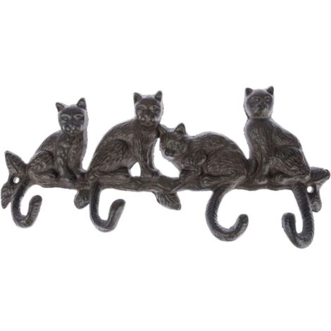 Porte-manteau mural en fonte – motif chat (1/4)