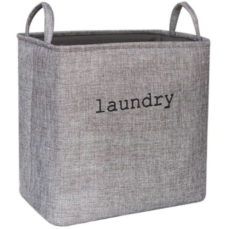 Panier à linge pliable en tissu - 35 L - Panier à linge sale avec poignées de transport - Pour chambre, salle de bain ou buanderie - Gris (1/3)