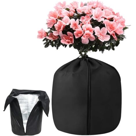Sac antigel pour plantes en pot, 45 x 50 cm, protection hivernale, avec fermeture éclair et cordon de serrage, facile à installer, conserve la chaleur et protège du gel. (1/4)