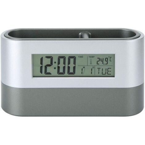 Porte-crayons électronique avec horloge et calendrier rétroéclairés, écran numérique LCD et alarme, pour la maison, les étudiants, l'école et le salon. (1/4)
