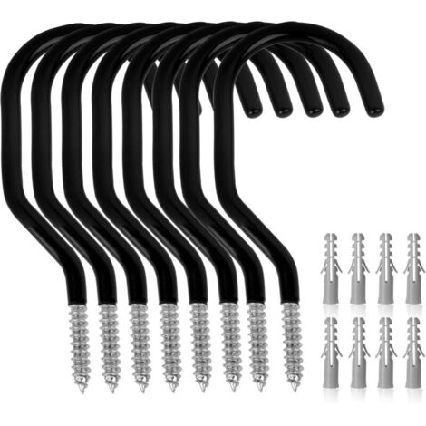 Crochet de vélo résistant 8-Pack, capacité de chargement 100 LBS, 6 pouces, crochets de vélo pour le mur de Garage et le plafond de Garage (1/4)