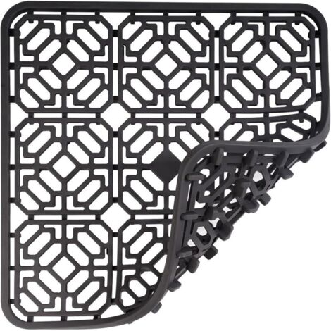 Tapis de protection en silicone pour évier 30x30 cm, adapté aux plans de travail de cuisine, résistant à la chaleur et antidérapant (gris foncé) (1/4)