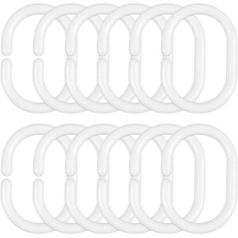 12 crochets pour rideau de douche, faciles à installer, grande capacité de charge, surface lisse, adaptés aux rideaux de douche. (1/4)
