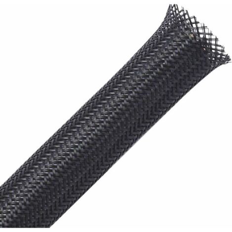 13mm-30m Gaine Câble Tressée Extensible Manchon de Câble Cache Fil Rangement Câble Protege Câble pour Câbles Automobiles Fils - Noir (1/4)