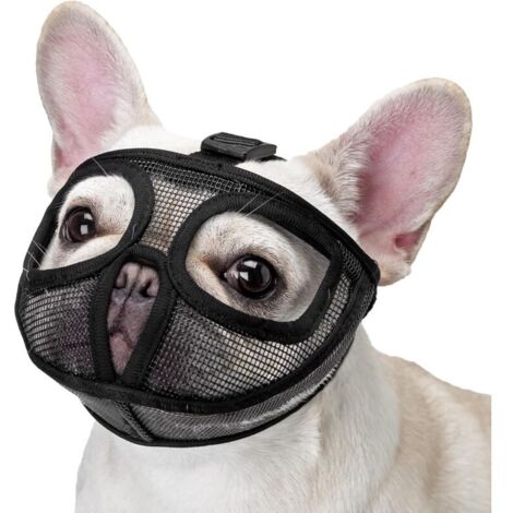 Museliere pour Bouledogue, Réglable ne Couvrira Pas Les Yeux Mêches Muettes Museau pour Mordre la Mât (L,Noir)