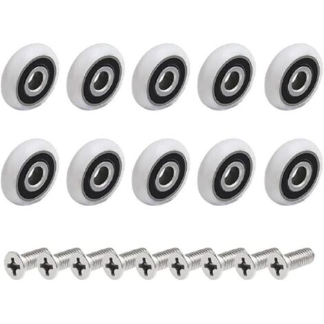 Lot de 10 roulettes de rechange pour porte de douche (19 mm)