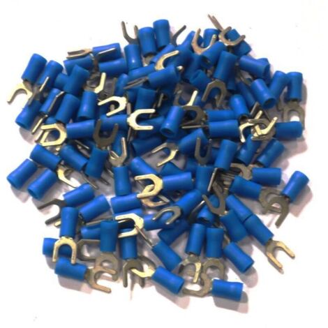 Cosses electriques fourche de 5 bleues sachet de 100 cosses