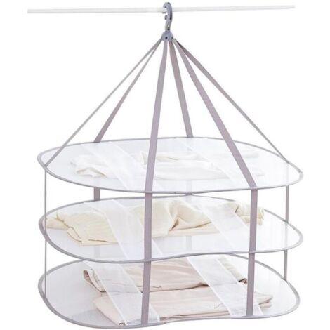 Séchoir à linge suspendu pliable à 3 niveaux en maille pour pulls 77 cm L x 61 cm l x 78 cm H (1/4)