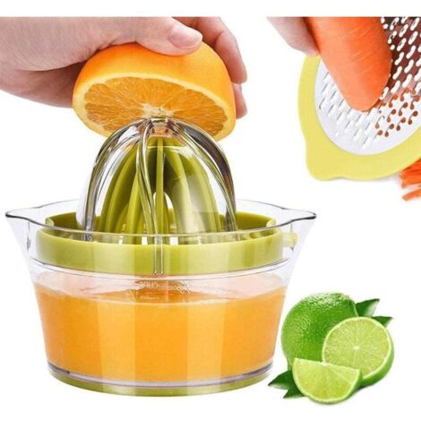 Presse-agrumes manuel avec tasse à mesurer et râpe intégrées, 400 ml, vert (1/4)