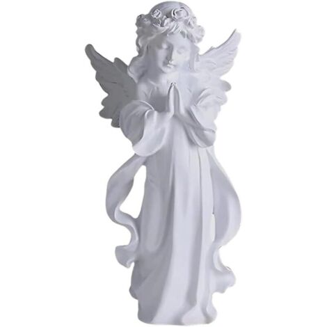 Statue d'ange, ange de cimetière, figurine en résine blanche, statue décorative, pour la maison, le jardin, les mariages, Noël et autres décorations (taille moyenne) (1/4)