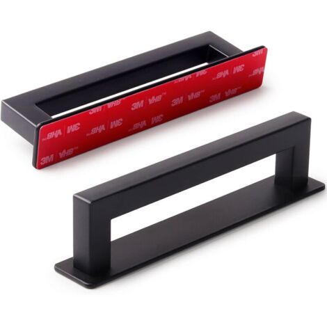 Lot de 2 poignées adhésives pour placard, tiroir, porte de douche coulissante en verre, sans perçage, 15 cm, noir (1/4)