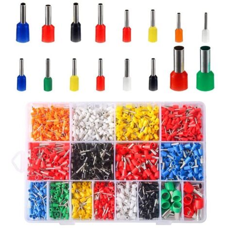 Kit de cosses à embouts de fil, assortiment de 2 120 pièces, kit de sertissage de cosses, connecteur de cosses à sertir pour fils de cosses