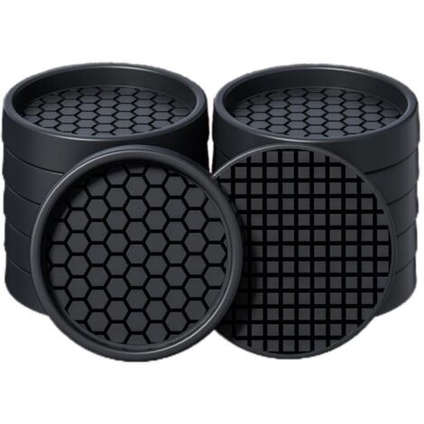 Lot de 12 dessous de verre ronds de 5 cm pour meubles en bois dur, protections antidérapantes pour meubles, tasses, lits, canapés, butées de meubles pour éviter les glissements (noir) (1/4)