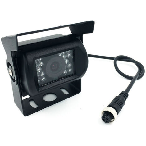 Caméra de recul 12 V-24 V 4 broches pour bus, camion, remorque, robuste, 18 LED IR, vision nocturne, étanche