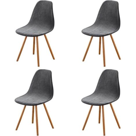 Lot de 4 housses de chaise de salle à manger extensibles grises scandinaves, housses universelles en velours sans accoudoirs pour salon, cuisine, décoration d'intérieur (1/4)