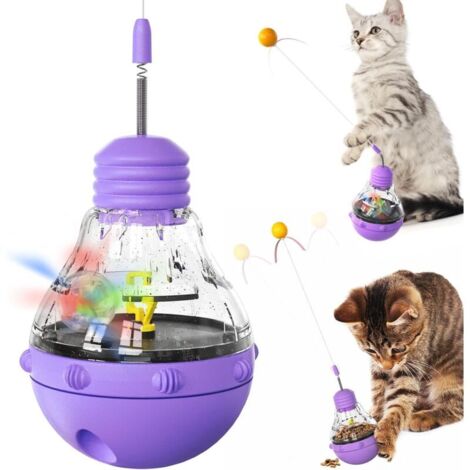 Jouets interactifs d'intérieur pour chats, bâtons pour chaton, jouets de perte de poids, balles amusantes, distributeurs de nourriture lente, distributeurs de collations (1/4)