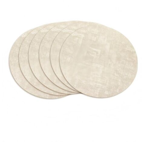 Lot de 6 sets de table ronds, réversibles, en similicuir résistant à la chaleur, imperméables, oléofuges et lavables, pour intérieur et extérieur (beige)