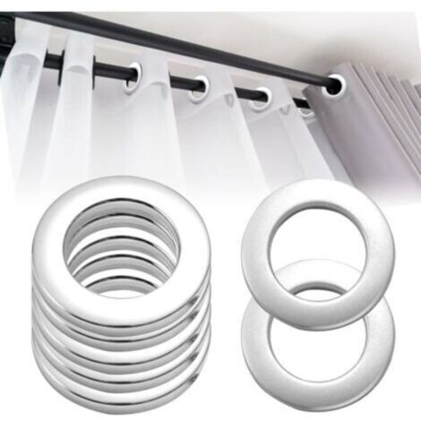 Oeillets de rideau à clipser en plastique amovibles, 50 pièces, anneaux d'oeillets de rideau d'intérieur pour rideau de douche, porte de vestiaire (argent) (1/4)