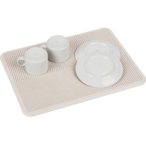 Tapis d'égouttage en diatomite pour cuisine, séchage rapide, beige, pieds en silicone absorbant l'eau, 40 x 30 x 0,9 cm (1/4)