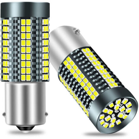 Ampoule LED BA15S 1156 pour feux de recul, 3020-126 SMD blanc, pour feux stop arrière et feux de jour - Lot de 2