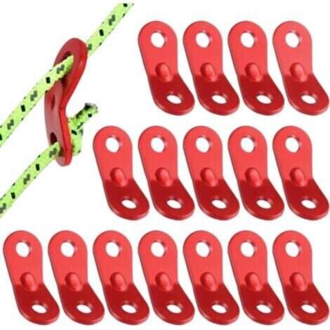 Tendeur de Corde, 16 pièces Tendeur de Corde Camping en Alliage d'Aluminium, Guyline Tendeurs Ajusteur de Corde, Tendeur de Tente, Corde Boucle Ajusteur pour Tente Bâche Randonnée