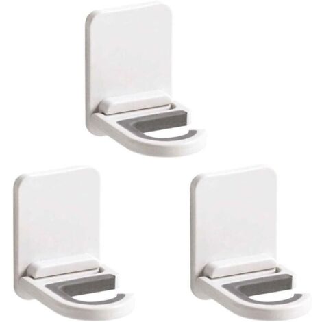 Lot de 3 supports muraux autocollants antidérapants pour serpillière, balai, cuisine, garage, jardin - Blanc