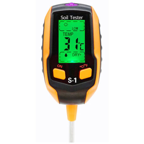 Humidimètre 4 en 1 - Écran LCD numérique - Température des Plantes/humidité du Sol/pH/intensité de la lumière du Soleil - Testeur de Sol pour Jardinage, Agriculture,31.75.72.8cm