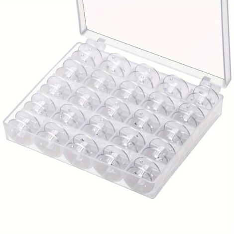 Canette Machine a Coudre,Bobines pour Machine à Coudre Canettes de Couture Universelle Bobine de Machine à Coudre en Plastique avec Boîte de Rangement (25 pièces Transparente)