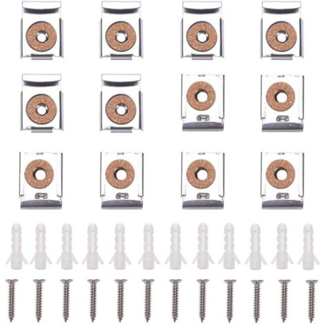 12 Pièces Ensembles Clips de Suspension à Miroir à Ressort, Fixations de Miroir avec des Fiches et des Vis, pour suspensions de Fixation de Miroir