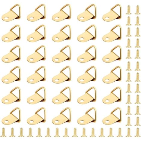 Ensemble de 50 crochets pour tableaux, crochets, cadre à anneaux triangulaires, rail de suspension avec 50 vis
