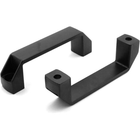 Lot de 2 poignées industrielles rectangulaires en aluminium noir pour raccords en aluminium extrudé série 30 120 mm (clou non inclus) (1/3)