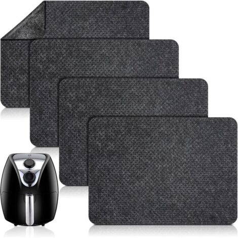 Lot de 4 tapis antidérapants pour friteuse à air, noirs, pour cafetière et micro-ondes, 40 x 30 cm
