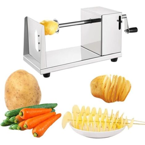 Coupe-pommes de terre manuel en spirale - Acier inoxydable - Pour pommes de terre, concombres, carottes, fruits, légumes, tornade