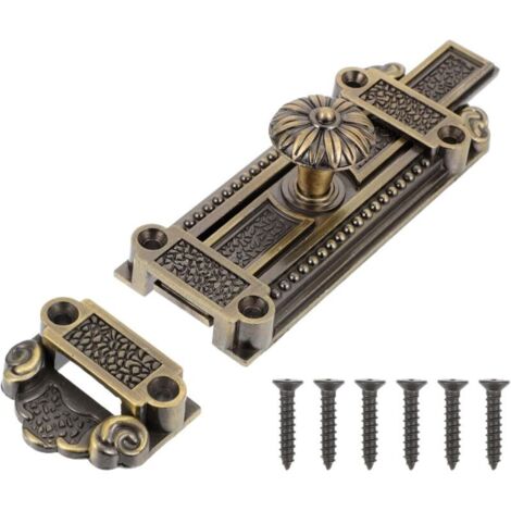 Loquet de porte ancien, serrure de sécurité coulissante vintage en alliage, facile à installer pour la cuisine, la salle de bain, le garage, accessoire de quincaillerie durable. (1/4)