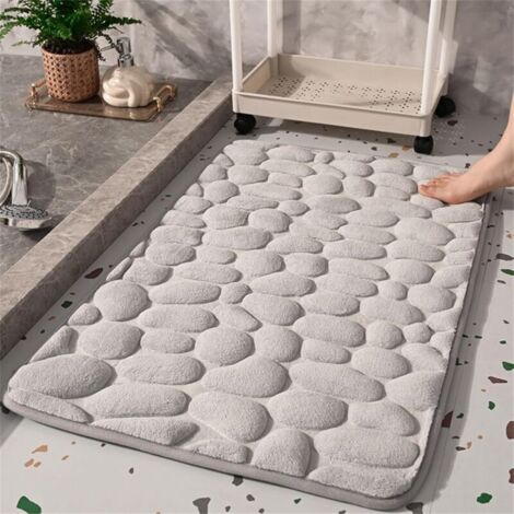 Tapis de bain absorbant en galets : Tapis de bain absorbant et antidérapant conçu pour votre sécurité et votre confort, 40 x 60 cm