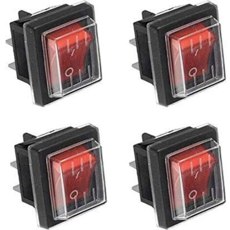 4Pcs Interrupteur à Bascule Interrupteur à Bascule lumière Rouge ON/OFF Avec Couvercle étanche Largement Utilisé Dans Divers Types D'appareils électriques (1/4)